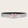 Adult Full Sequins Waist Belt for Dress Waist Belt Rhinestones Heart&Wing Buckle Thin Waist Belt Female Delicate Belt