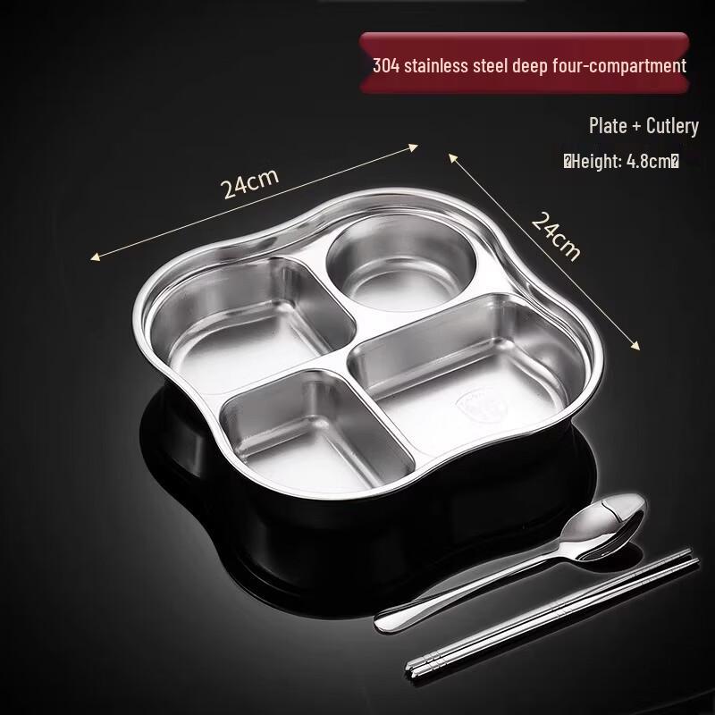 Food Grade 304 Stainless Steel Divided Dinner Plate