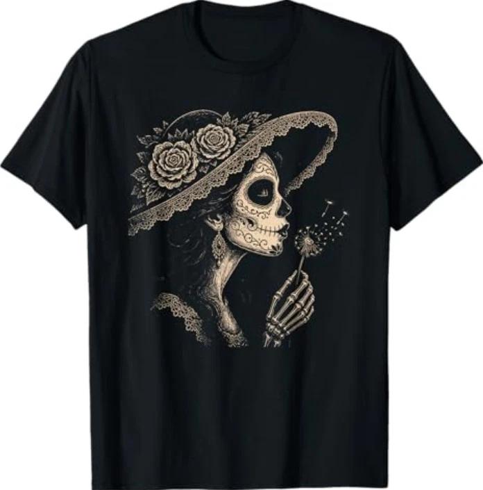 La Catrina Blowing Wishes Dandelion Tshirt S