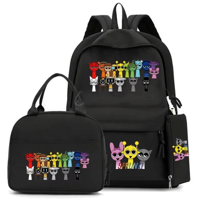 Cartoon Peripheral Printing Fashion Children'S Schoolbag Three-Piece Meal Bag Casual Pencil Bag