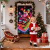 Santa Front Door Cover 3x6ft UV Fluorescent Christmas Decorations Front Door Holiday Background For Garage Porch Entrance