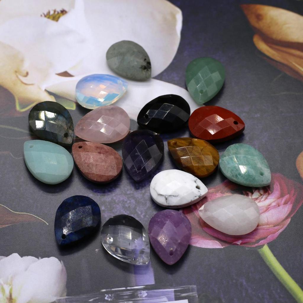 2Pcs Faceted Pendant Natural Stone Opal/Labradorite Drop-Shaped Pendant For Jewelry Making DIY Earrings Necklace Accessory