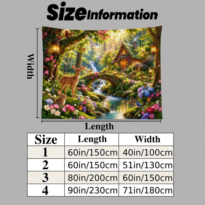 Fairyland Wonderland Wall Tapestry Aesthetic Wall Hanging Printed Fabric Blanket Decorative Tapestries for Bedroom Living Room Home Decor