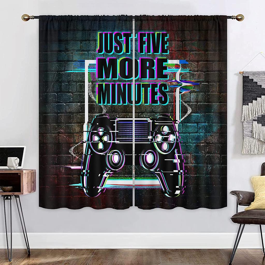 Video Games Controller Teens Kids Favorite Gaming Curtains for Boys Bedroom Window Curtain for Living Room Playroom 2 Panel