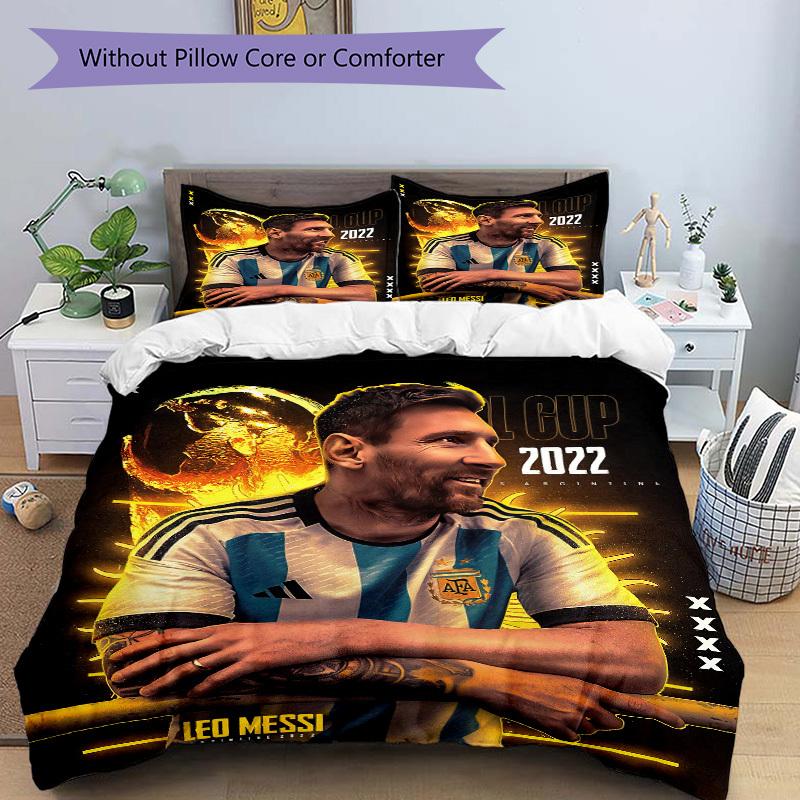 Football fansArgentina 2022 World Cup Bedding Set Comforter Cover Gift for Bedroom,Includes 1 Cover and 2 Pillowcases, No InsertB236