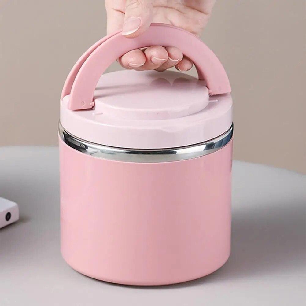 Portable Stainless Steel Breakfast Cup Soup Bowl Thermal Storage Container Sealed Bento Box With Handle