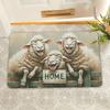 Farm Animals Sheep Patterned Doormat, Country Style Non-Slip Welcome Rug, Washable Decorative Floor Mat for Kitchen and Hallway