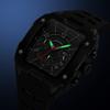 Quartz Men Watch Tonneau Stainless Steel Shell Sport Wristwatch Fashion Black Silicone Type Mille Relojes