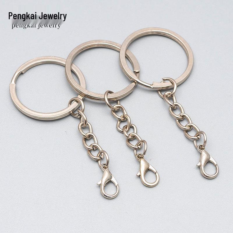 DIY Jewelry Metal Key Rings & Lobster Clasps with Embossed Flat Split Rings