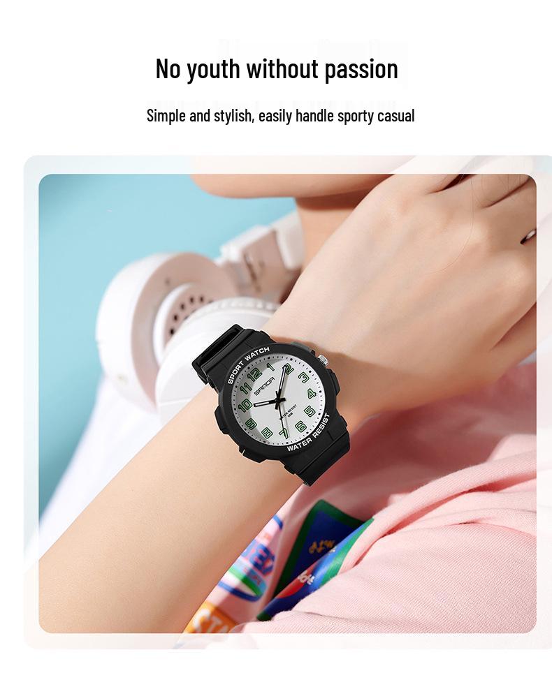 Sanda Trendy Luminous Waterproof Quartz Watch for Teens - Simple, Versatile Pointer Style.