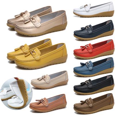 Damskie damskie PU skórzane buty Work Casual Flats Slip on Loafers CZERWONE Buty do jazdy CZARNE