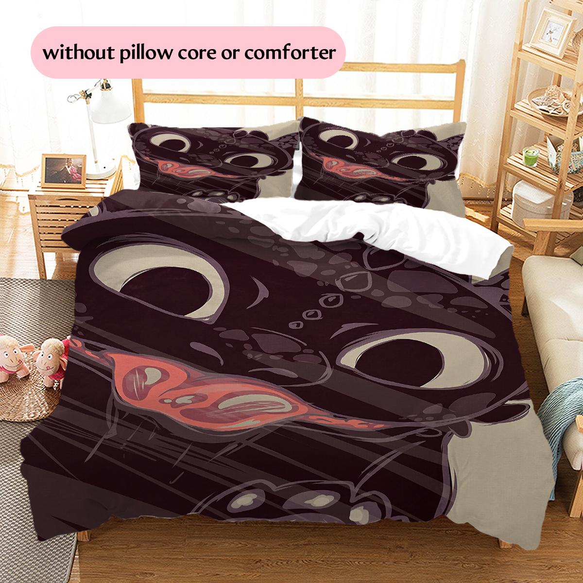 

Toothless Cute Style Pattern Bedding Home Decoration Birthday & Festival Gift (1 * duvet cover + 2 * pillowcase, without core) 135x200cm