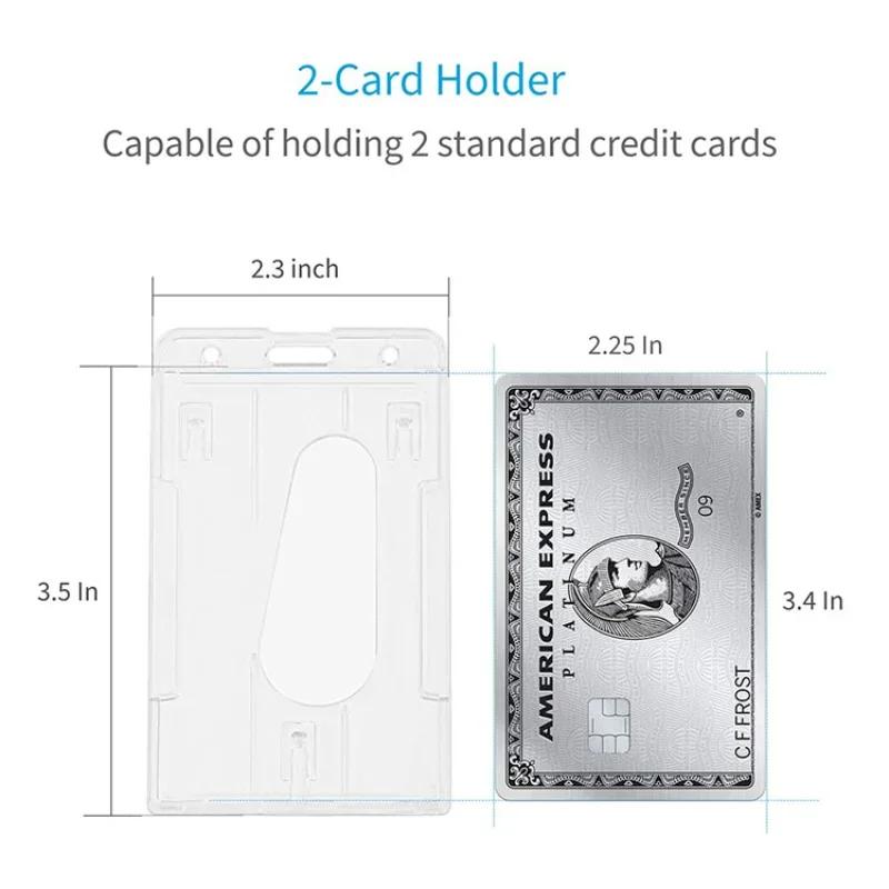 Transparent Double Cards Slots ID Tag Badge Holder with Badge Reel Cards Storage Organizer Employee Pass Work Card Case Sleeve