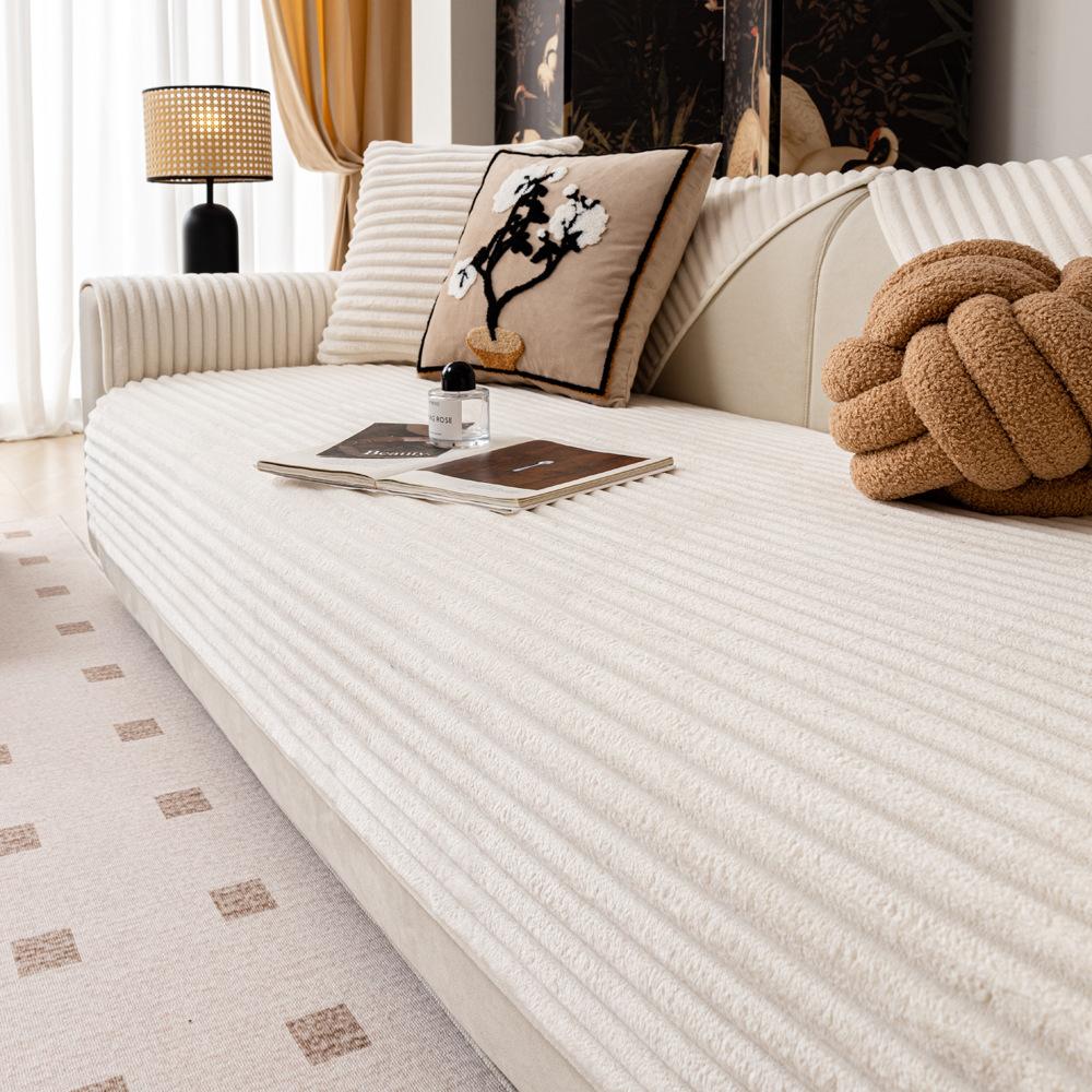 

Flannel Autumn And Winter Plush Sofa Cushion New Non-Slip Straight Row Advanced Thermal Leather Sofa Seat Cushion Cover Cloth 70*70cm бежевый