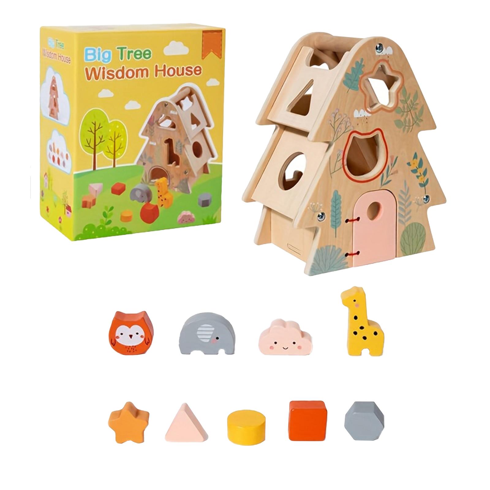

Children s Wooden Tree Wisdom House Educational Matching Block For Boys And Girls Aged Three Years And Up One Size