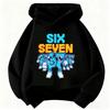 Funny 67 Pixel Cartoon Character Print Hoodie Kids Boys Girls Pullover Hooded Sweatshirt Casual Gaming Children Streetwear Tops
