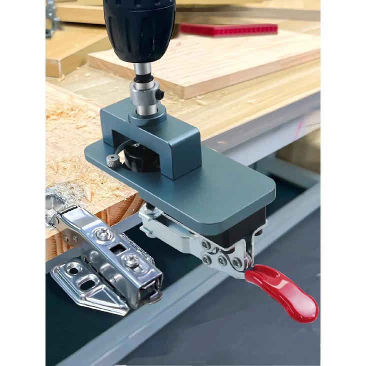 35mm Hinge Jig - Precise Boring Guide with Adjustable Edge & Quick Clamp - Hardened Drill Bits for Cabinetry, Furniture DIY