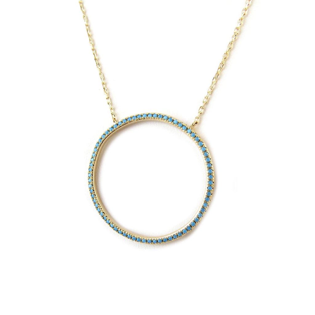 Les Trésors De Lily [N7158] - Gold Plated 'Navajos' Turquoise Gold Plated Necklace (circle)