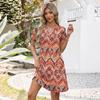 Women's Dress New Summer Casual V-Neck Wedding Loose Dress Short Sleeve Fashion Beach Vacation Wear