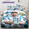 Messi Muster Bettwäsche Set Bettbezug Kissenbezug Heimdeko Geschenk (1 Bettbezug + 2 Kissenbezüge, ohne Füllung)