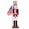 Nutcracker Soldier Statue 38cm Wooden Usa Flag American Nutcracker Traditional Christmas Decor for Shelves Tables Centerpiece