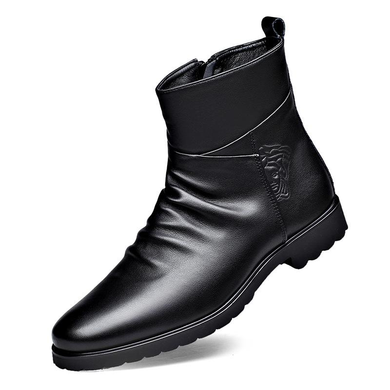 Men Cowboy Boots Genuine Leather Men's Boots Ankle Boot High Top Shoes Outdoor Work Casual Shoes Motorcycle Combat Boots