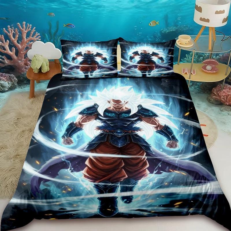 Goku Dragon Ball Duvet Cover Set Cartoon Bedding Set with 1/2 Pillowcase Double Queen King Size Bedroom Decor Birthday Gifts