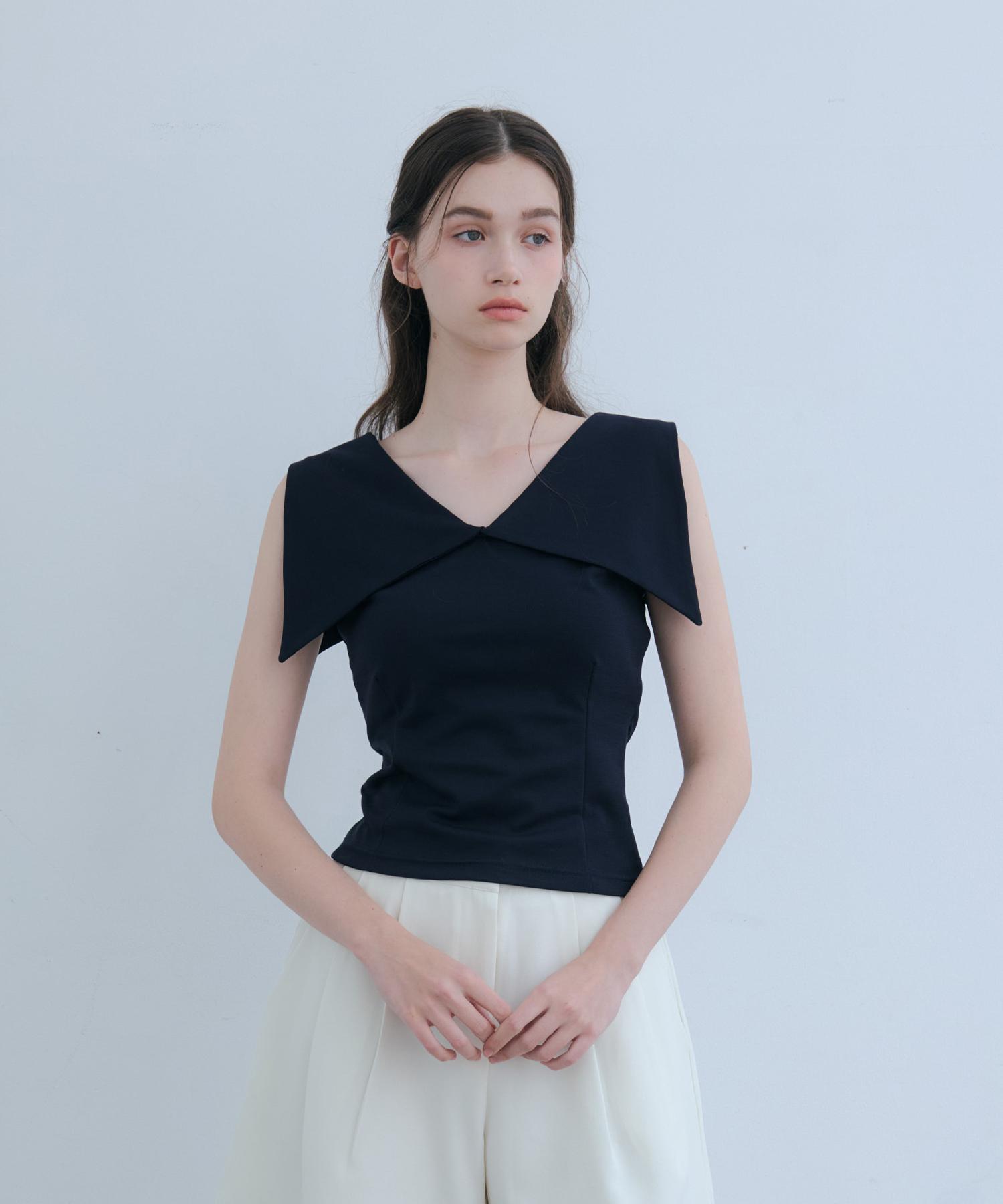 Odier Sailor Sleeveless Blouse-Navy Navy/One
