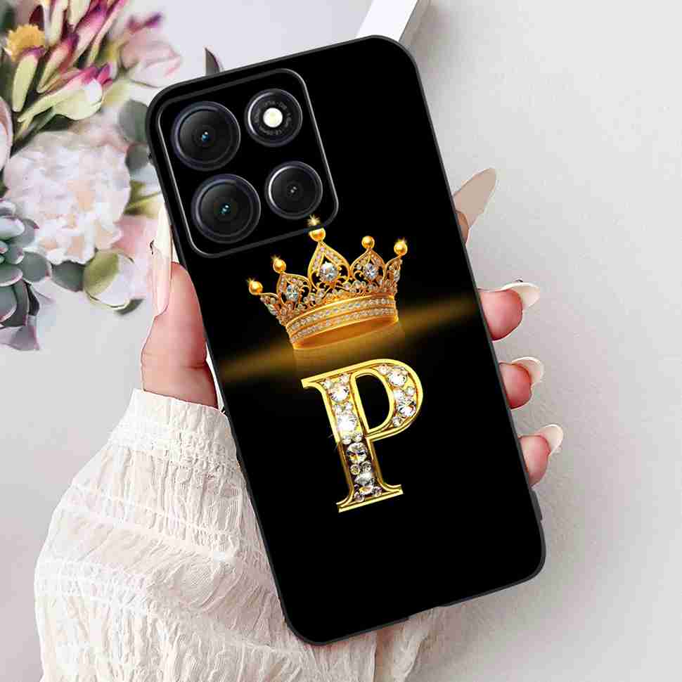Hot For Motorola Moto G86 5G Case Crown Letters A-Z Soft Silicone Black TPU Cover For MOTO G86 XT2527-2 6.67" Protective Shell