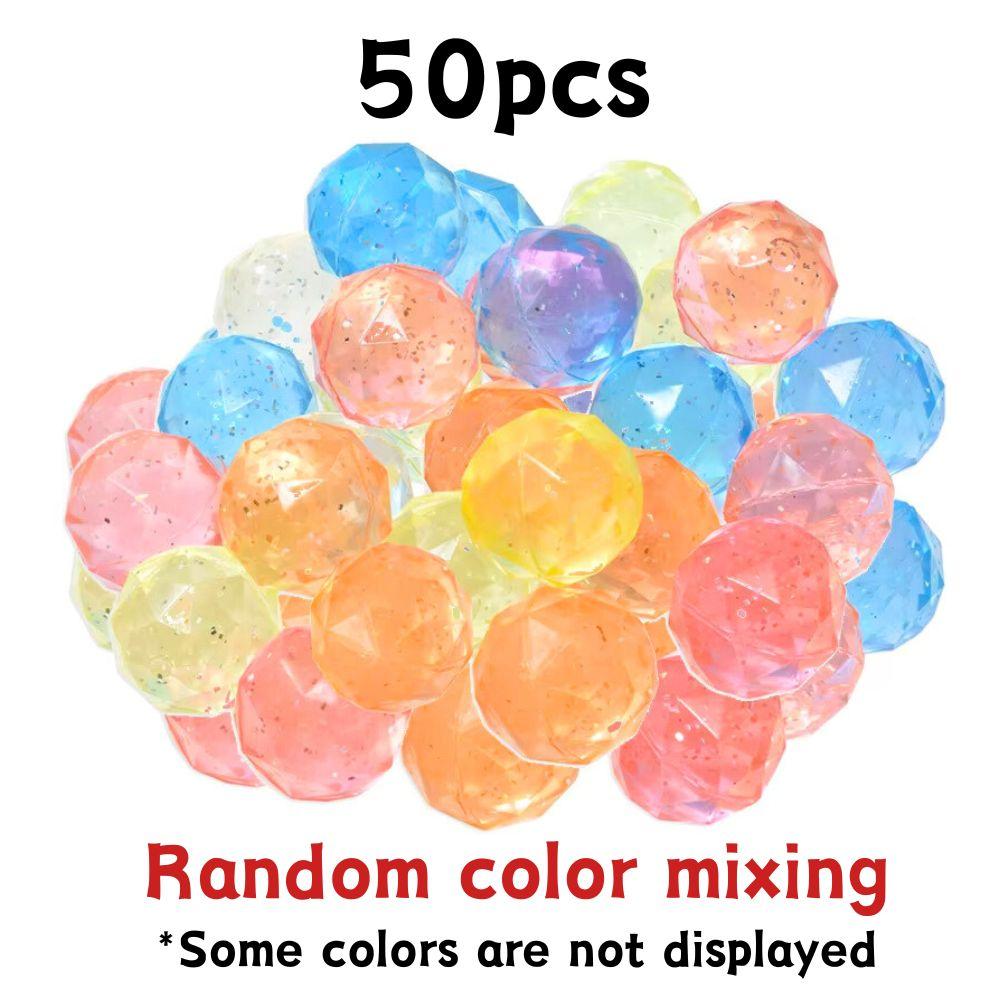 10/15/50/100pcs 25mm Rubber Bouncing Pet Toy Ball High Elasticity Mixing Colors Sparkling Birthday Party Game Prizes YMY