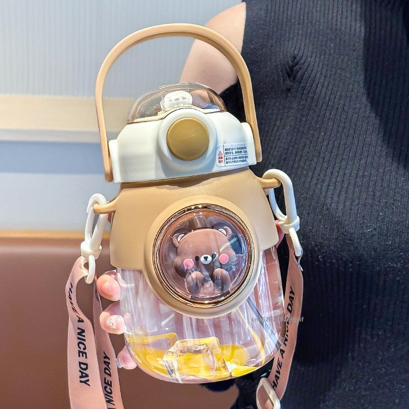 820ml Kids Water Sippy Cup Cartoon Water Bottle With Straw and Handle Portable Drinking Bottle Cup for Children Student School Sports Water Bottle
