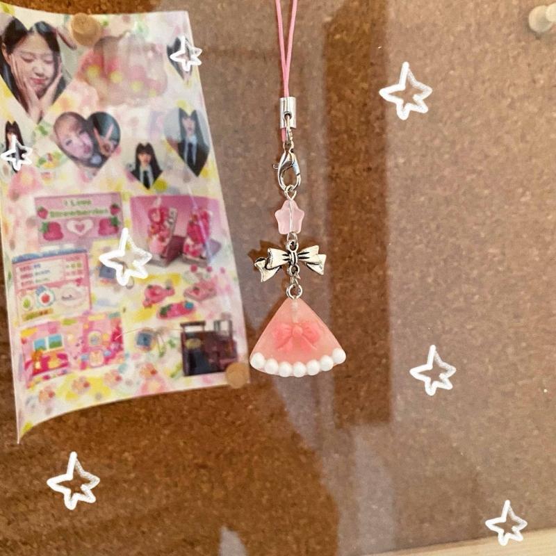 Sweet Bowknot Cake Phone Chain Elegant Bowknot Cake Phone Chain Stylish Phone Accessory for Purses and Wallets