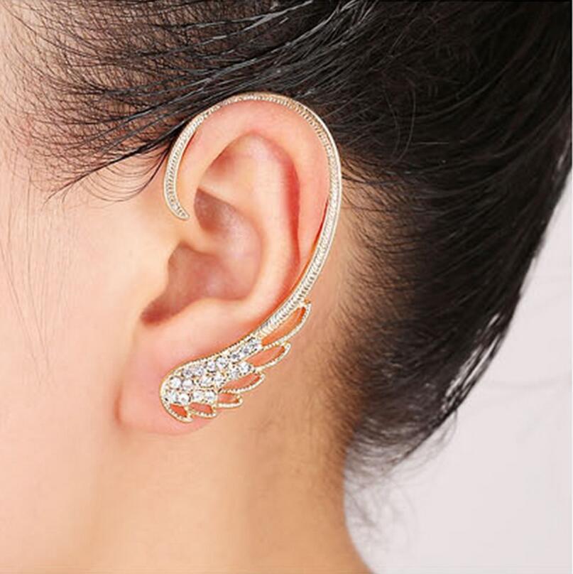 

Korean Crystal Angel & Eagle Wings Butterfly Crescent Pearl Ear Cuff
