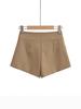 2026 Women's Slim High Waist Khaki Suit Shorts - Elegant, Straight Leg Casual Hot Pants