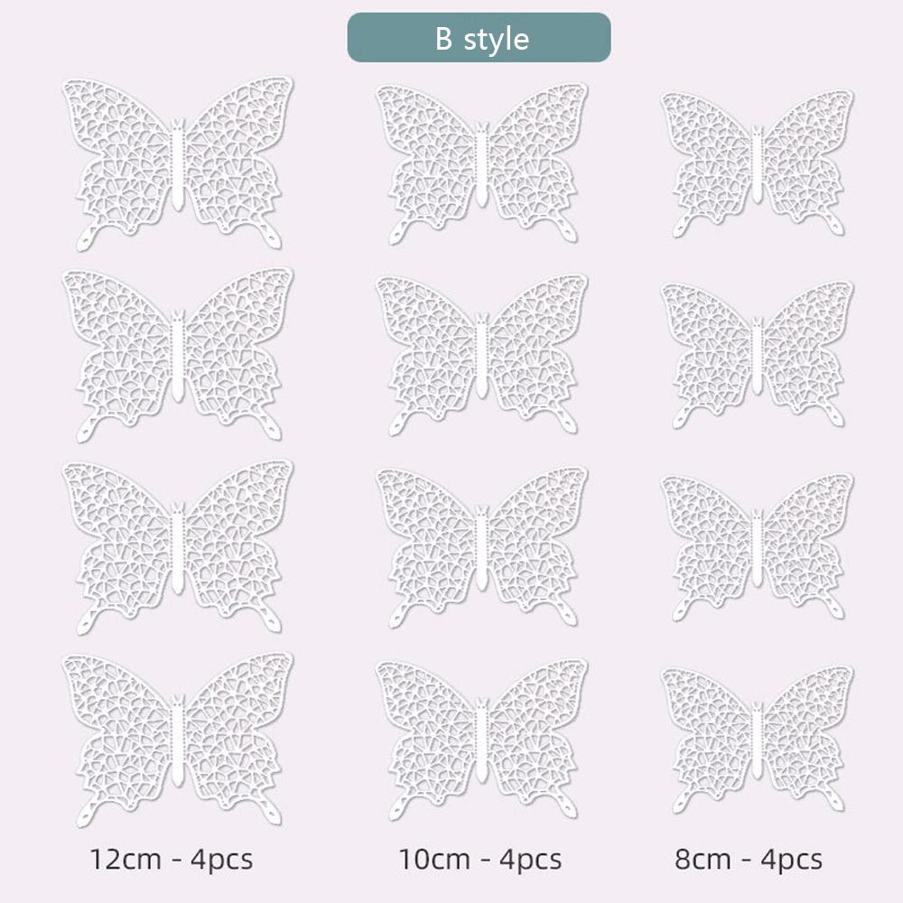 3D Metal Texture Hollow Simulation Three-Dimensional Butterfly Creative Design Wall Stickers Diy Home Double-Sided Tape