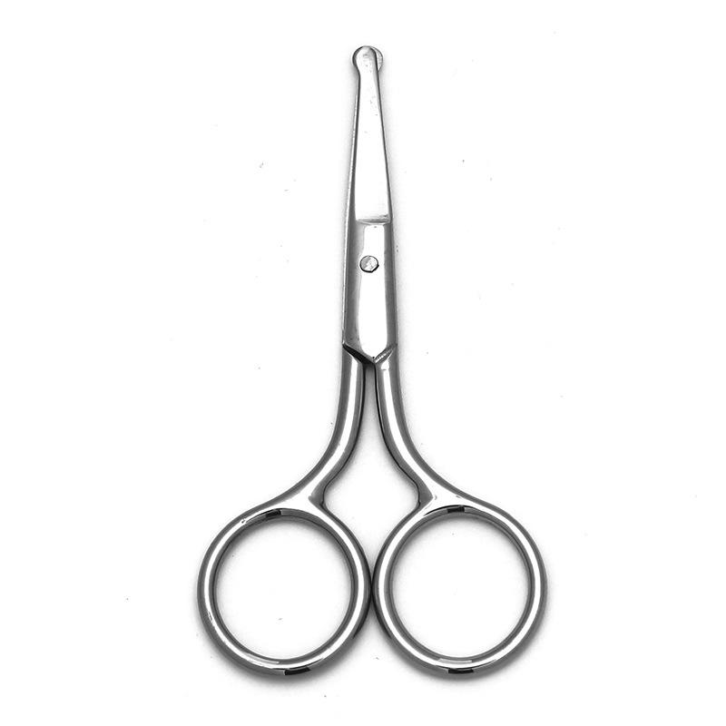 Stainless Steel Multi-Purpose Scissors: Pointed Tip for Embroidery, Eyebrow, and Precision Trimming; Rounded Tip for Nose Hair and Makeup.
