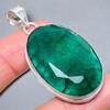 Emerald(Simulated) Gemstone Handmade 925 Sterling Silver Jewelry Pendant 2.17" AH-905