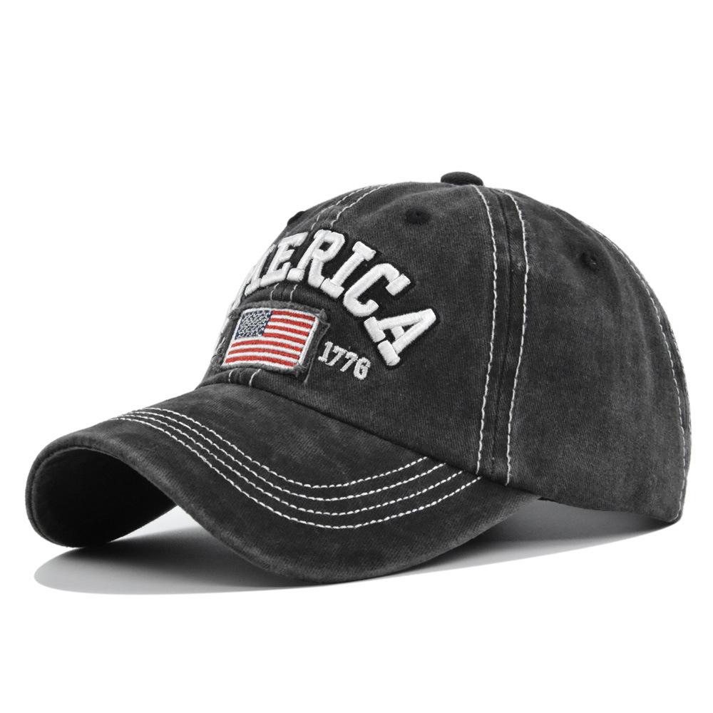 Distressed embroidered baseball cap - america embroidered vintage baseball cap adjustable