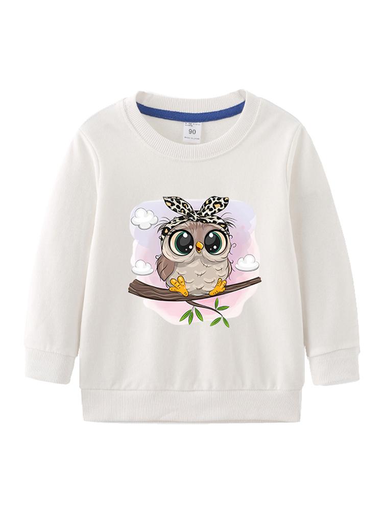 

Детский хлопковый топ с круглым вырезом, свитшот с принтом совы для мальчиков и девочек, весенне-осенняя рубашка с длинными рукавами, детский повседневный пуловер, толстовка