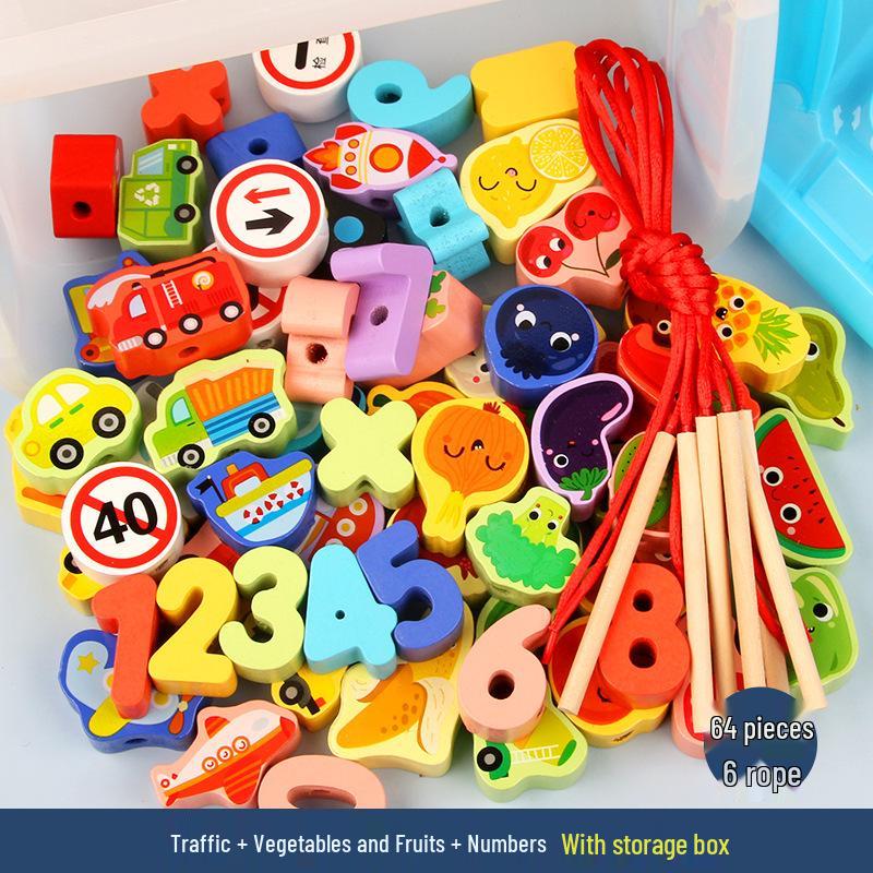Wooden Bead Stringing Toy for Children's Educational Development