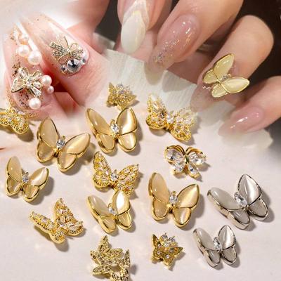 Zircon Nail Nail Decoration Cat's Eye Bow Diamond Butterfly 3D Super Flash Jewelry New
