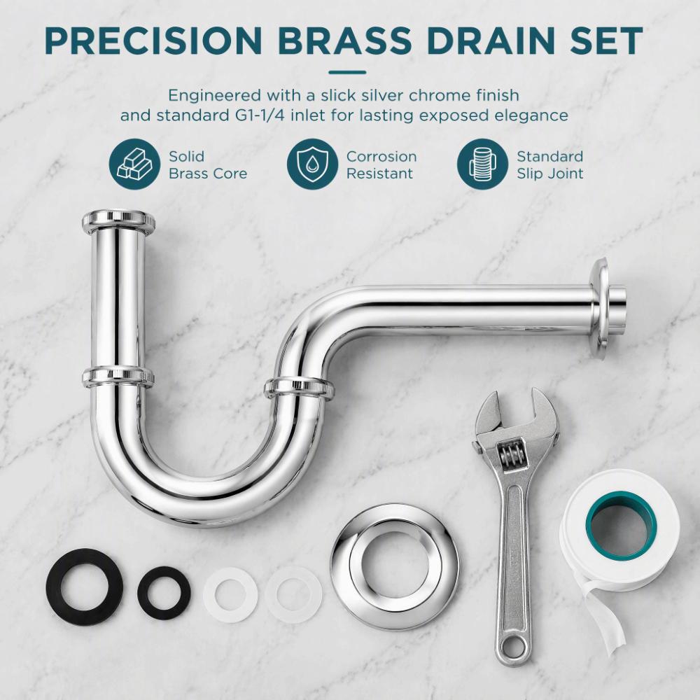 Slip Joint Extension Sink Drain Pipe G1-1/4in Size Sink Waste Trap  Wall Connection