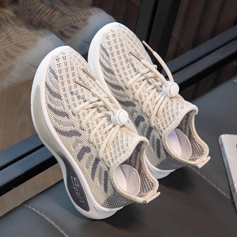 Children's New Spring and Autumn Girls Net Surface Breathable Flying Woven Shoes Boys Non-slip Soft Sole Sports Shoes Tide