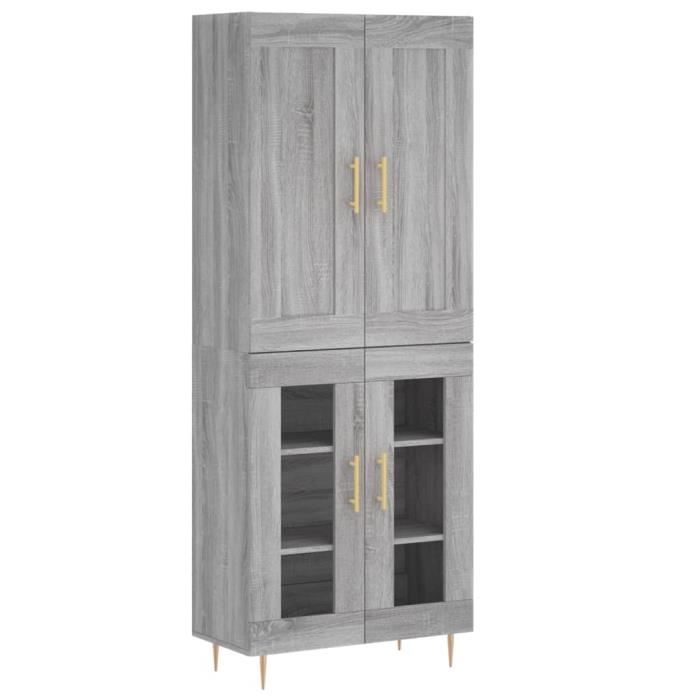 VidaXL Buffet haut Sonoma gris 69,5x34x180 cm Bois d'ingénierie 3199615