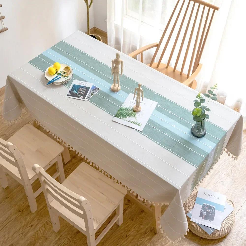 Nordic Tablecloth for Table Pastoral Decorative Linen Rectangular Tablecloth with Tassel Wedding Dining Table Cover Tea Cloth