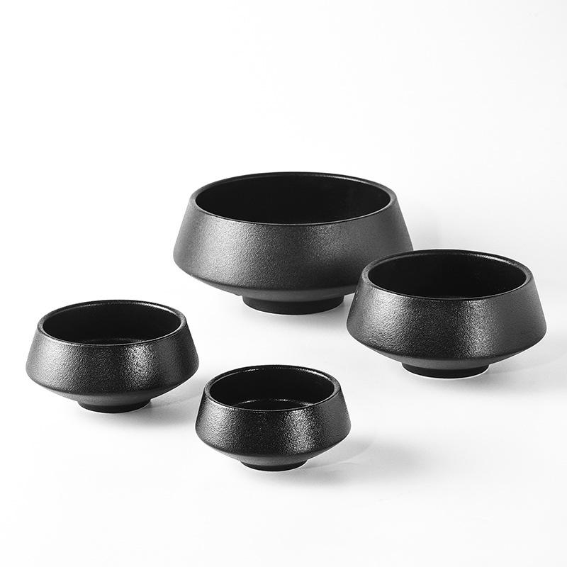 Clearance Retro Japanese Ceramic Bowl: Deep Rice, Soup, Salad, or Incense Cup for Hotel Catering or Entryway Decor