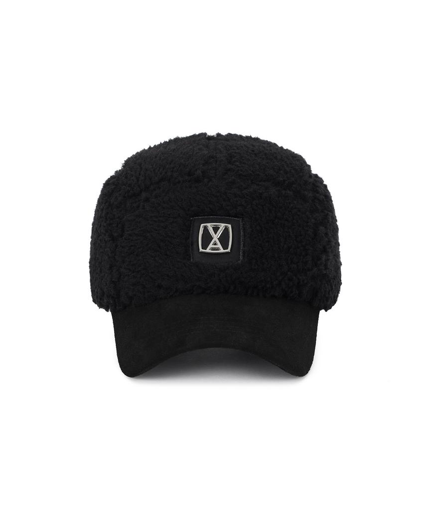 Bajal Va Square Studded Fleece Camp Cap Black