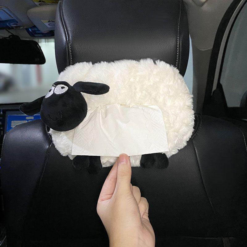 Cute Car Cartoon Plush Tissue Box Cover for Armrest or Seat Back
