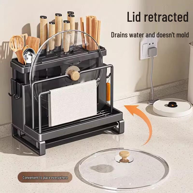 Kitchen Wall-Mounted Pot Lid & Chopping Board Storage Rack