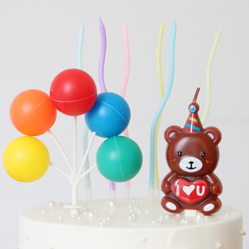 Ins Wind Bear Candle Colorful Plastic Balloon String Cake Plugin Cartoon Cute Birthday Party Dress Up Ornament